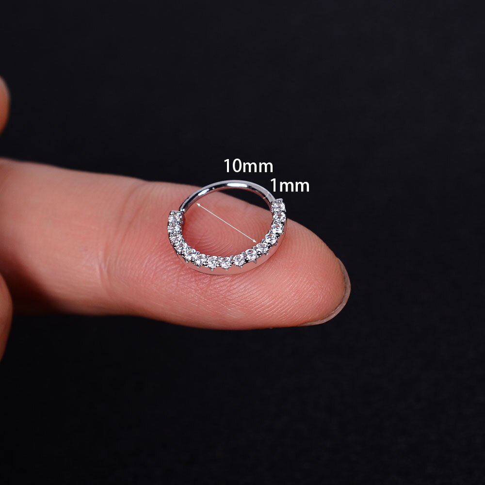 1Piece CZ Hoop Rook Nose Septum Ring Round Forward Daith Piercing Tragus Cartilage Helix Earring Body Jewelry: Light Yellow Color