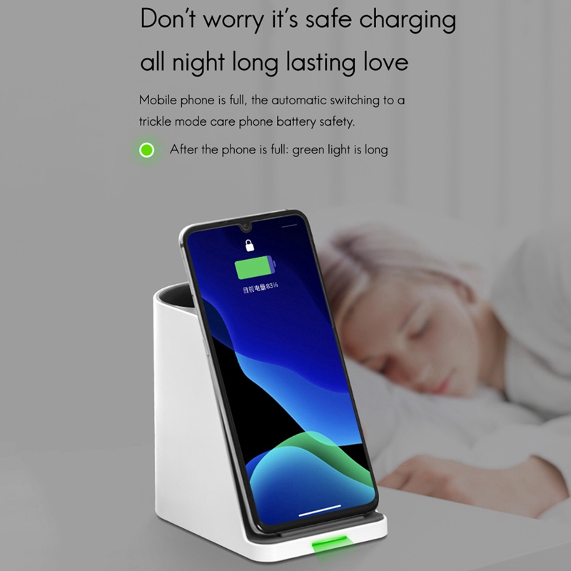 10W Wireless Charger Desk Stand Organizer Wireless Charging Station For Iphone And Samsung , Desk Storage Caddy