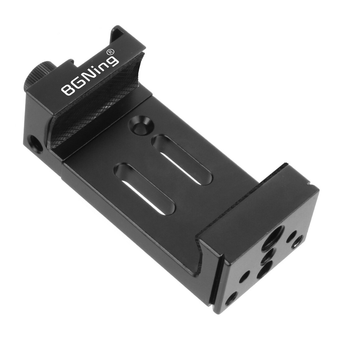 BGNing XJ-8 Phone Clip Tripod Head Bracket Mobile Phone Holder for Flashlight Microphone w/ Spirit level Cold Shoe Mount Adapter: New Black
