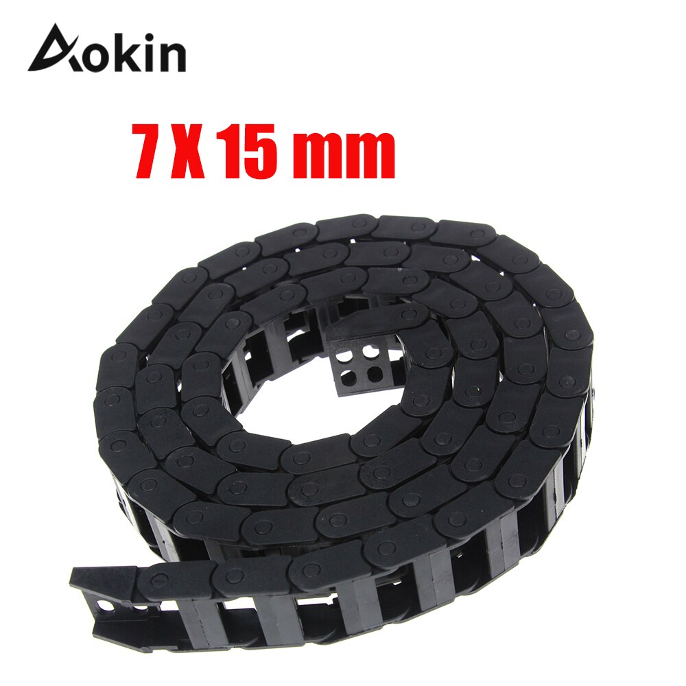 Plastic Transmission Drag Chain 7 x 15mm L1000mm Cable Drag Chain Wire Carrier with End Connectors for CNC Router Machine Tools