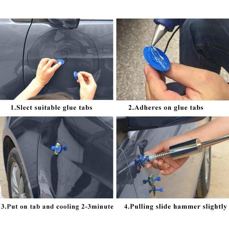 Dent Remover Tools With Grip Pro Slide Hammer Dent Puller Dent Hammer With 5 Pcs Tab Down Pen 18 Puller Tabs For Hail Damage T