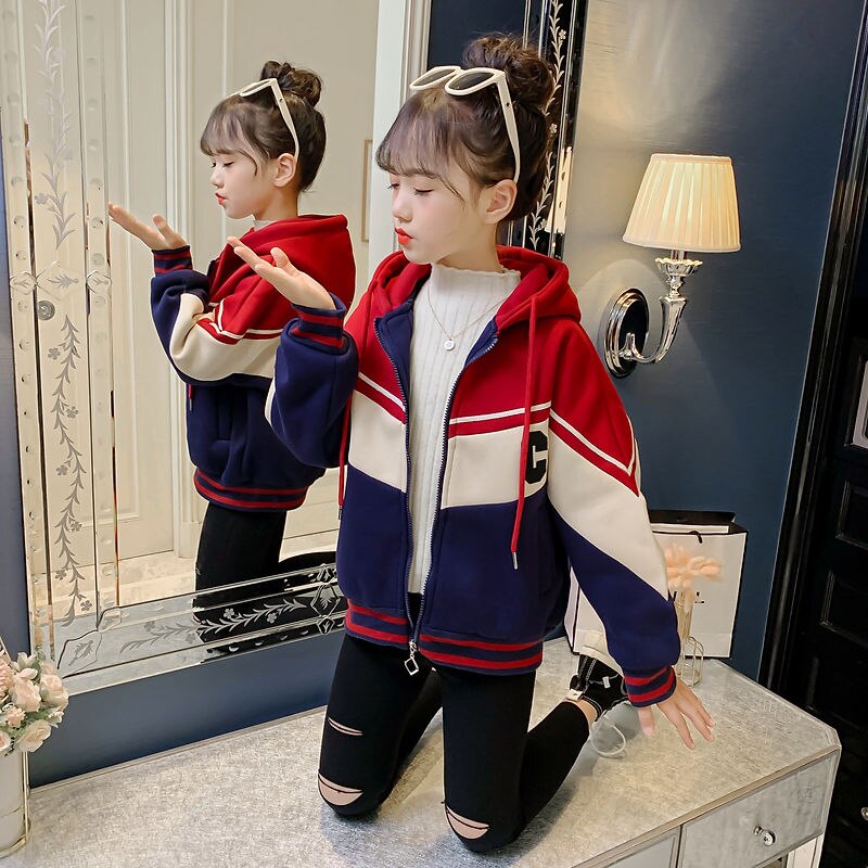 2022 Winter Coat For 4-12 Girls Collar Big Thick Plus Cotton Jacket