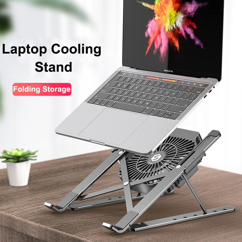 Draagbare Laptop Cooling Stand Met Fan Opvouwbare Aluminium Notebook Cooler Pad Houder Verstelbare Voor 17Inch Laptop Tablet