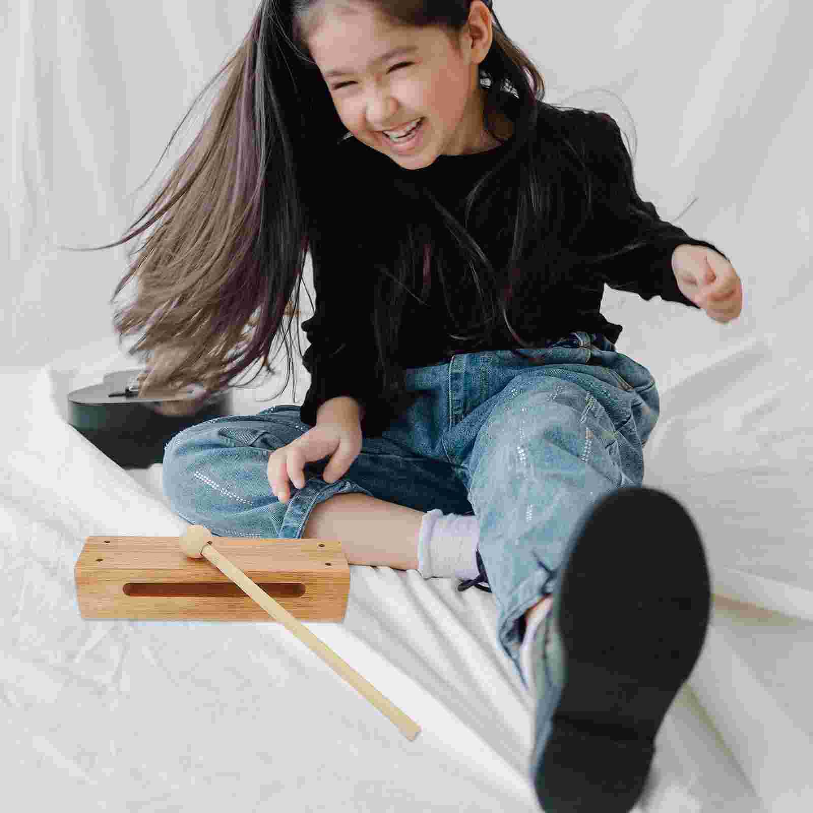 Instrumento de percusión de madera, herramienta de enseñanza de bloques de ritmo, 1 unidad (color madera)