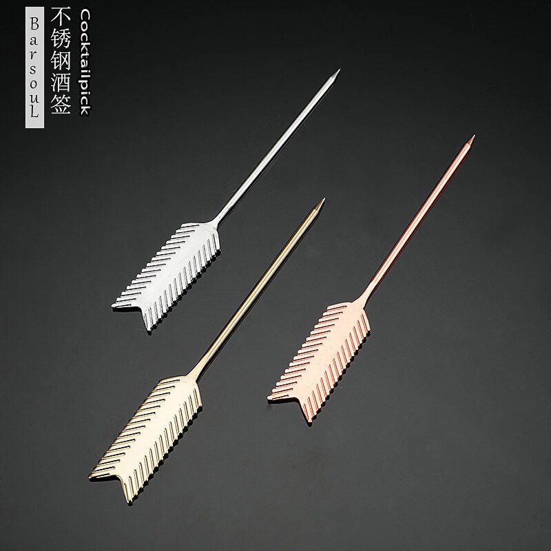 Wowshine 3 Pcs Cocktail Pick Rvs Fruit Sticks Bar Gereedschap Drink Roeren Sticks Martini Picks Party