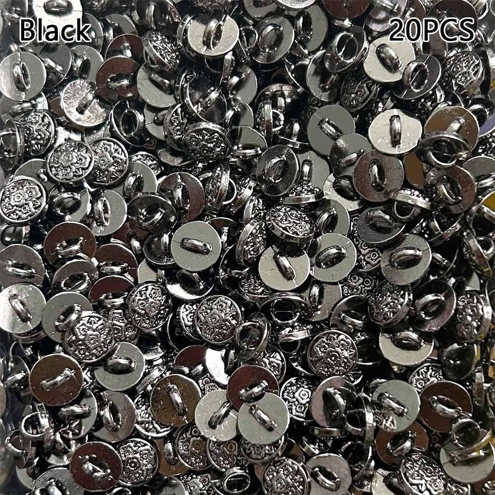 20 szt. Nowe 7mm Kwiatowe Klamry Metalowe mini retro Starożytne Guziki Ręcznie Robione Klamry robić Płaszczy dla Lalek DIY Akcesoria robić Ubranek dla Lalek: czarny