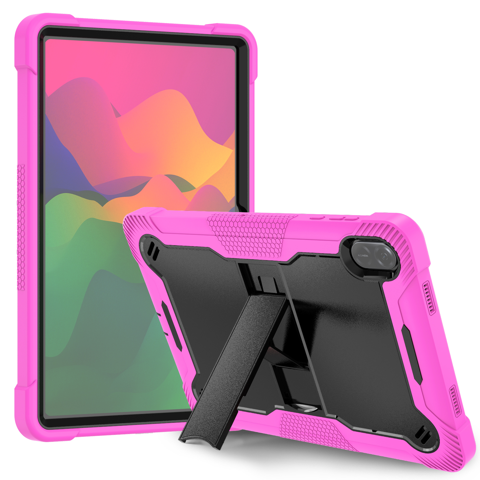 Rüstungshülle für Honor Pad X8a 2024, 11 Zoll, Modell NDL-W09, integrierter Ständer, 3-lagiger Schutz, rutschfeste Abdeckung, stoßfeste Schale: Transparent