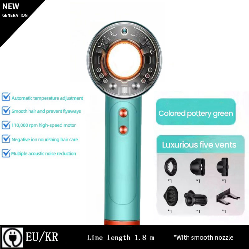 High-speed Hair Dryer High-power Multifunctional Hair Dryer Negative Ion Hair Care Styling Leafless Hair Dryer: Burgundy / KR