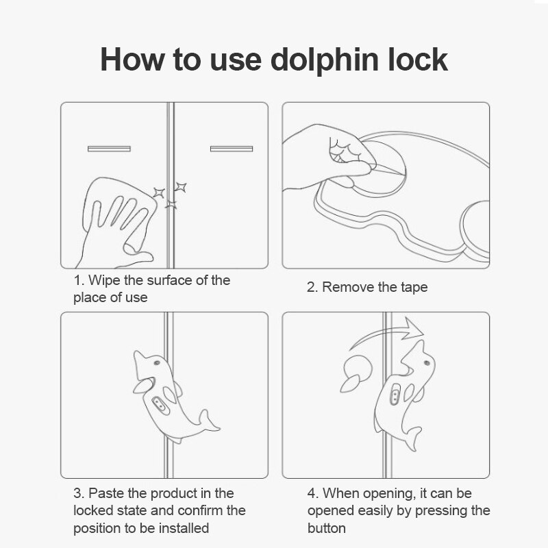 3pcs Dolphin Modello di Impedire Ai Bambini di Aprire La Porta Artefatto Frigorifero Fibbia Serratura Dell'armadietto Serratura di Sicurezza Della Porta