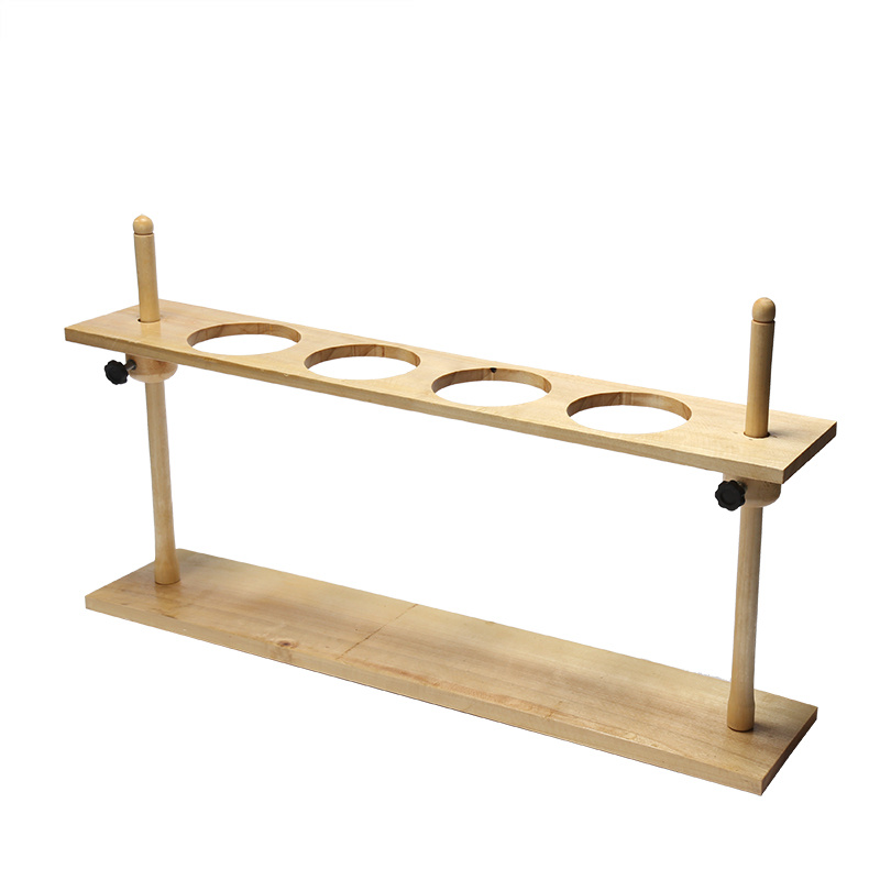 Wooden Separatory funnel Stand Rack 4 Holes Lab Supplies