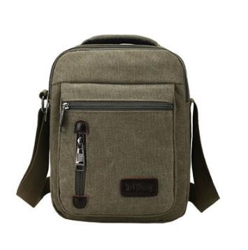 Koreansk herrväska multifunktionell bärbar vardagsväska i canvas retro axelväska: Grön