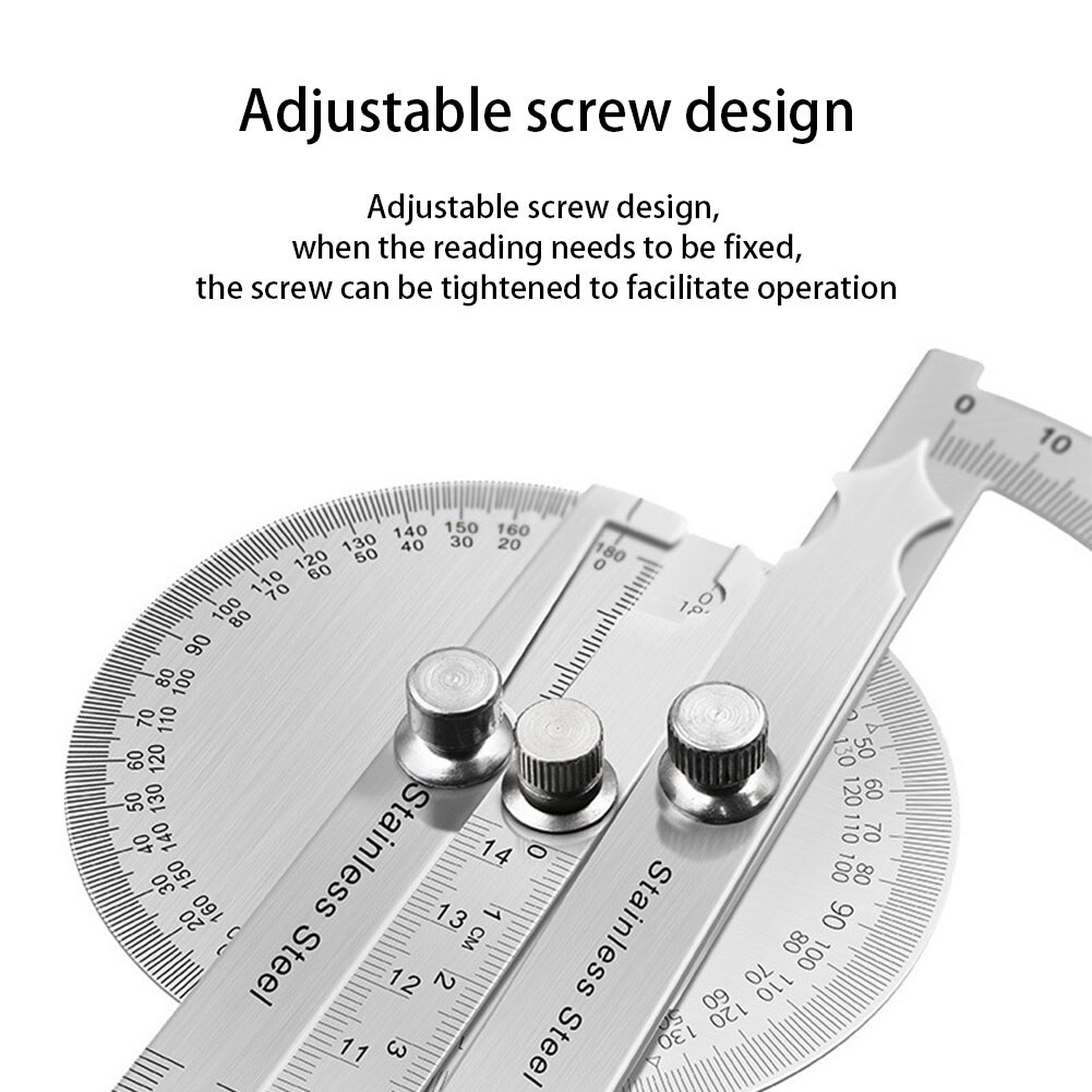 Multipurpose Stainless Steel Drawing Fast Reading Goniometer Ruler Adjustable Arm 0-180 Degrees Angle Finder Woodworking