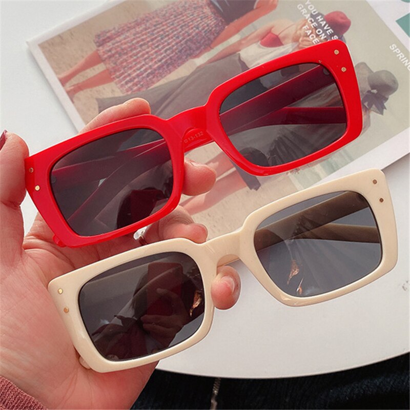 KUJUNY Ladies Narrow Frames Sun Glasses Retro Small Rectangle Sunglasses Women Cat Eye Eyewears Vintage Square Eyeglasses