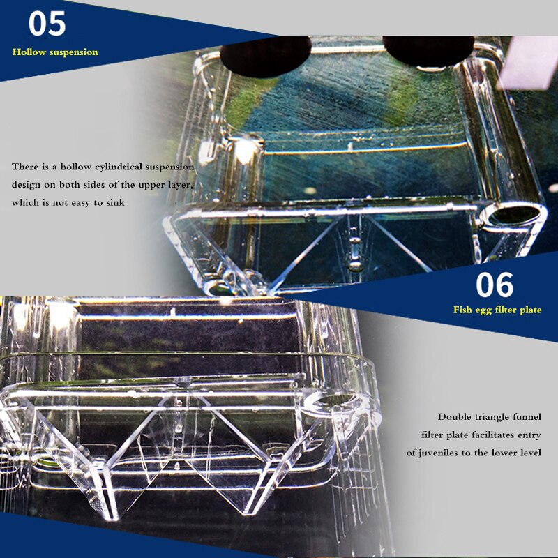 8*7*11cm Double-Deck Clear Fish Breeding Isolation Box Aquarium Breeder Fish Tank Hatching Incubator Fish House Home