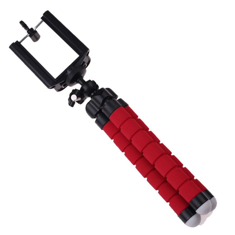titular del teléfono del coche trípode pulpo flexible soporte para selfie Accesorios Estilo monopie para la cámara del teléfono móvil: Red and Clip