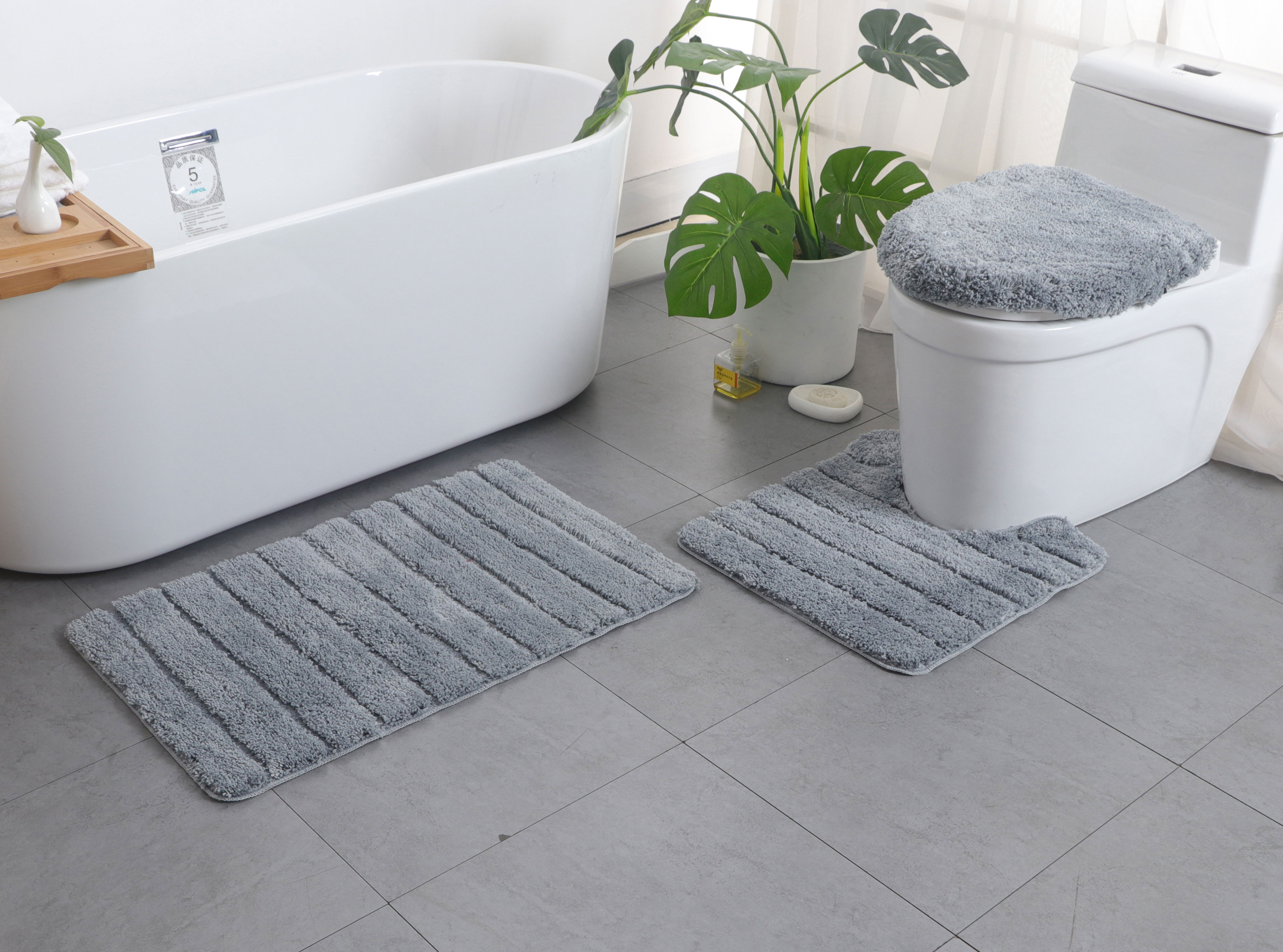 Bath Rug Sets 3 Piece for Bathroom Non Slip Bath Mat Set Washable Bathroom Rug Set Toilet Floor Mat Toilet cover