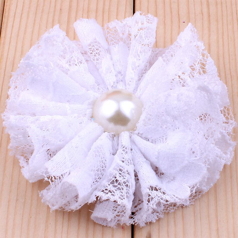 5 teile/los 7 cm 15 farben Ausgefranste Mesh Spitze Blumen Mit Perle Für Haar Zubehör Shabby Künstliche Stoff Blumen Für stirnbänder