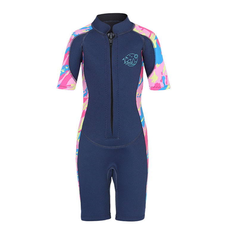 Kinder Wetsuit Top Jack + Broek Voor Jongens Meisjes Jeugd, Kinder Natpak Shirt Neopreen 2.5Mm Lange Mouw Rits Badpak Met Rits Aan De Voorkant: XS / Black