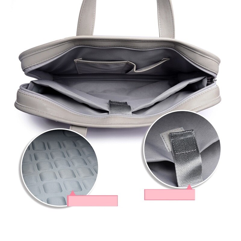 Matteret læder håndtaske kontortasker til kvinder 13.3 14 15.6 tommer laptop taske flamingo vandtæt lyserød grå dokumentmappe