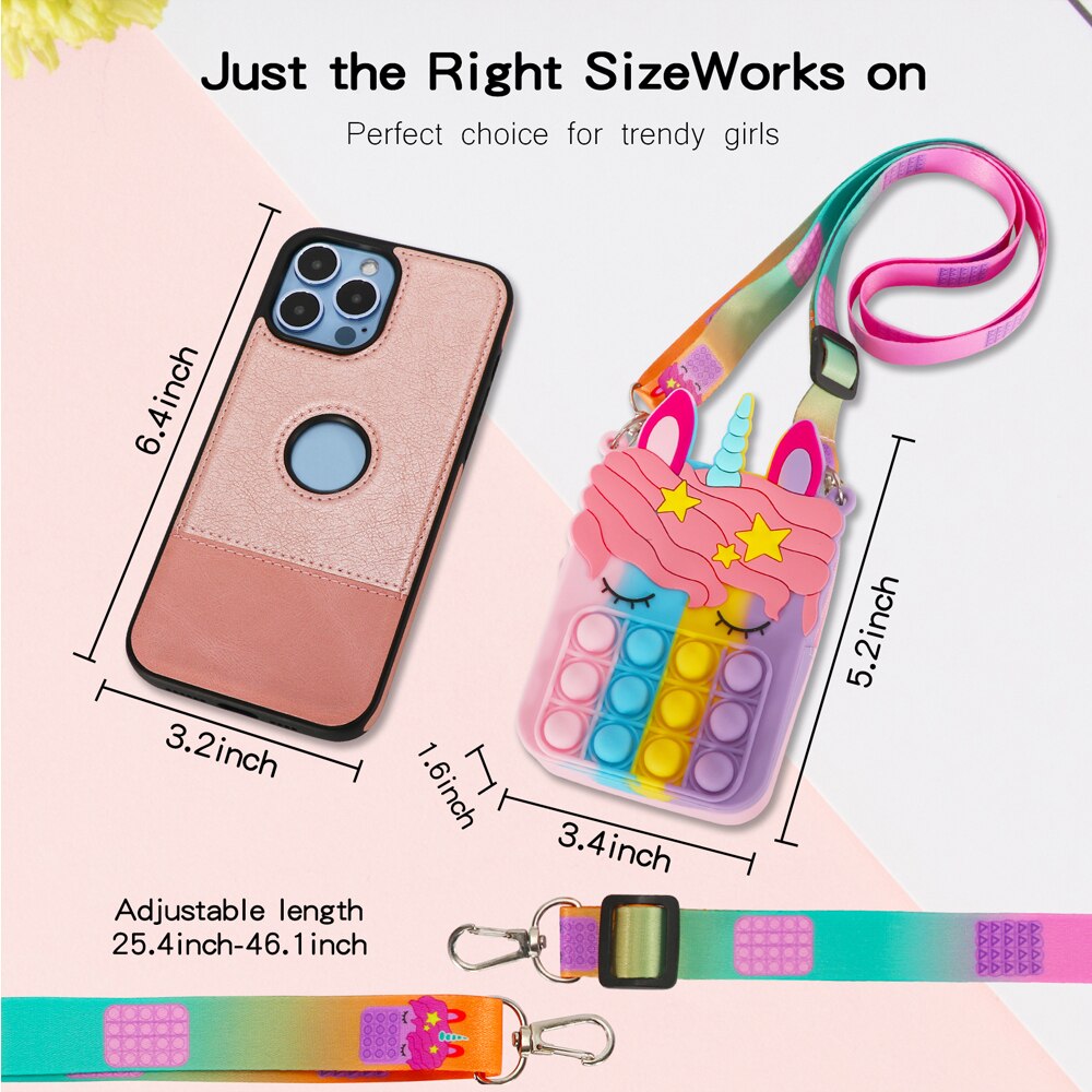Push bubble pop it fidget mini enhjørning veske,nøkkelveske liten veske fidget sanseleker crossbody veske skulderveske barneleke