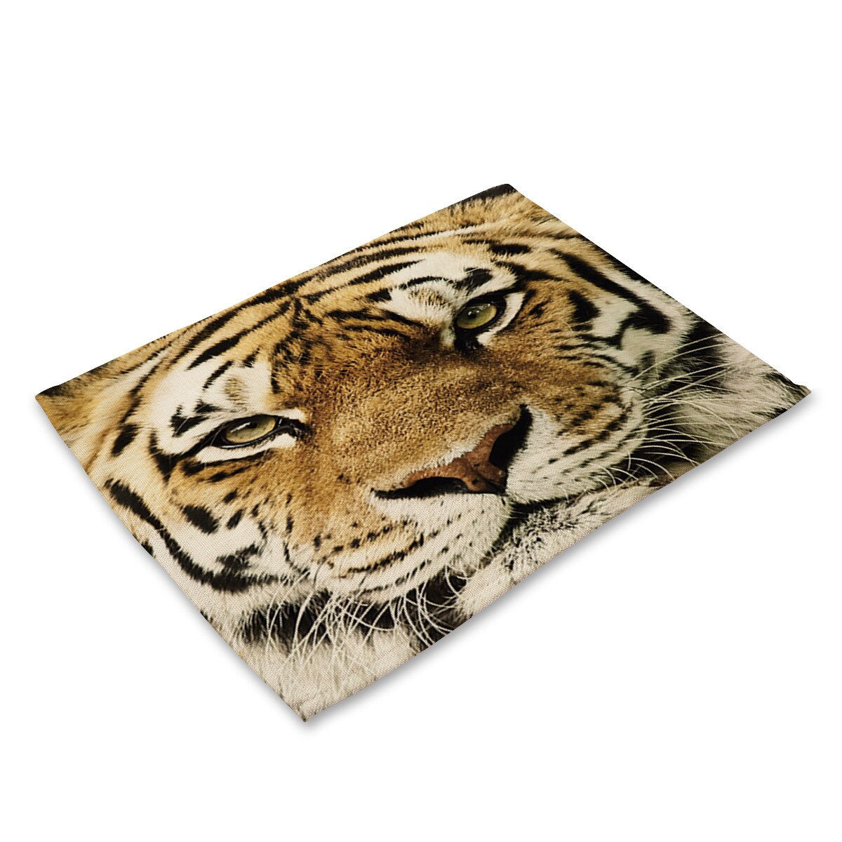 Cotton Linen Art Food Placemat for Dining Table Animal Face 3D Printing Kitchen Accessories Cup Coaster Cat Dog Desgin Mat: Animal Face 04
