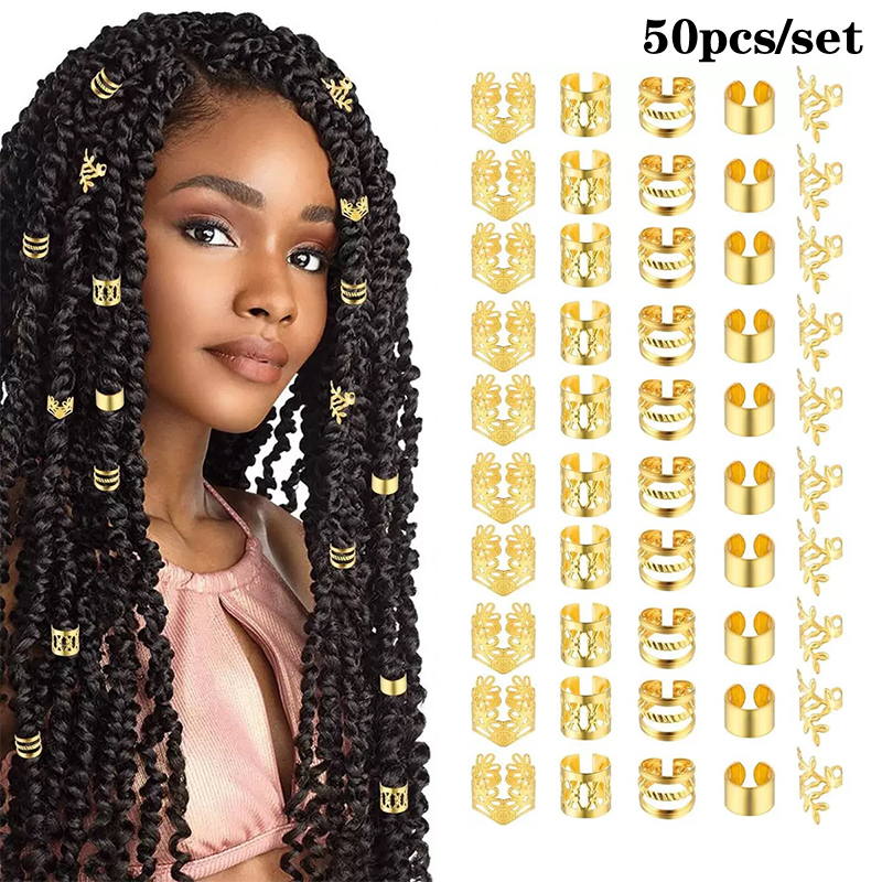 1set Dreadlock Hair Rings Hair Jewelry Cuffs Clip Hair Braids Dirty Braids Bead Hippie Hairpin Accessories Headwear For Women: Pink