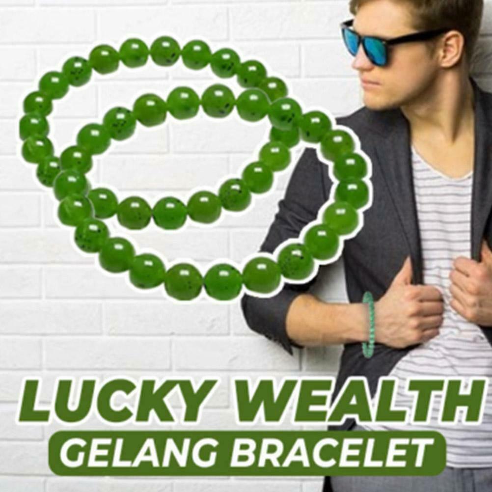 2 pezzi verde fortunato ricchezza bracciali gioielli braccialetto fortunato fascino per affari verde pietra perline triplo braccialetto di protezione