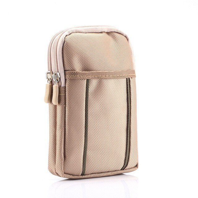 Fulaikate universal saco para samsung galaxy s6 borda mais esportes caso portátil para o iphone 6s 7 plus duas camadas 6.3 "saco do telefone: Beige