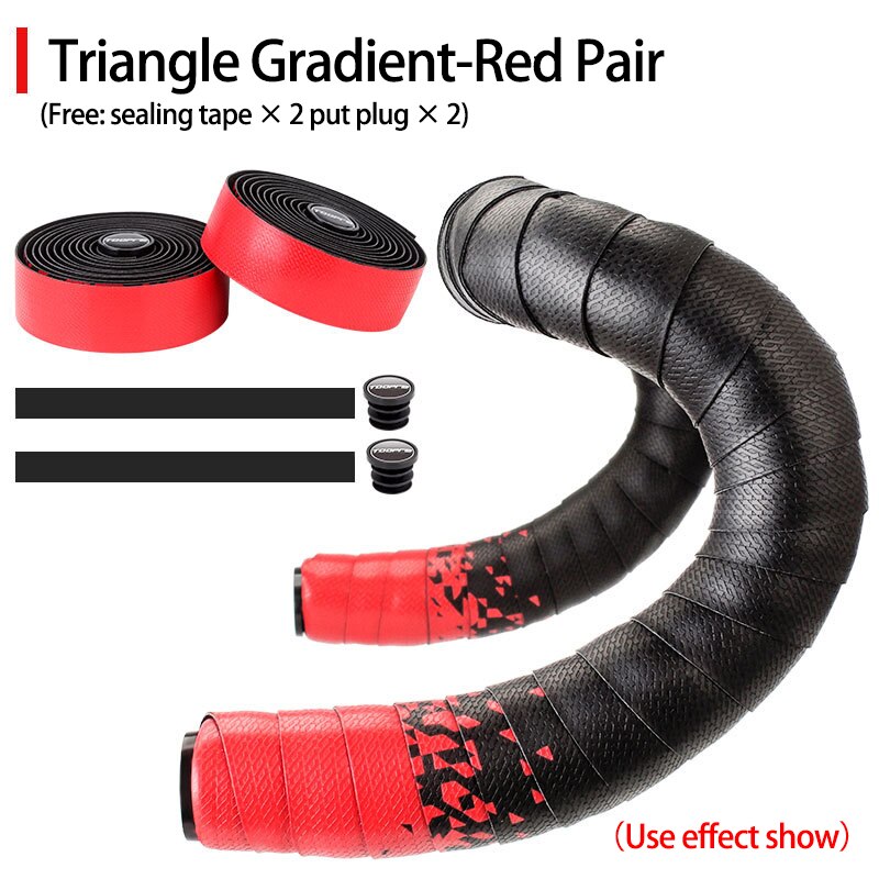 Stuurlint Racefiets Grip Eva Pu Bar Tape Professionele Fietsen Demping Anti-Vibratie Wrap Met 2 Bar Plug fiets Accessoires: Red Fade