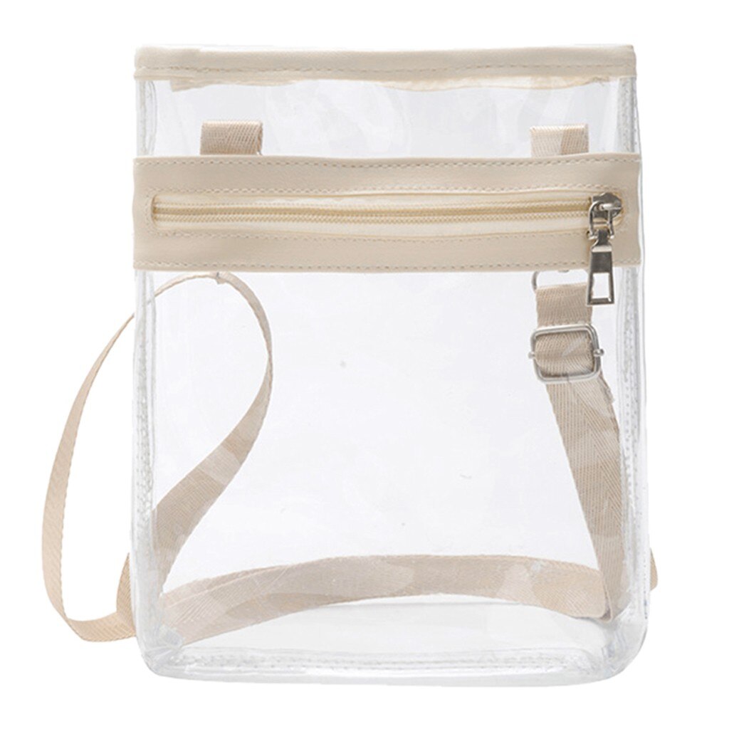 PVC Women Bag Street Transparent Convenient Carry Face Mask Hand Sanitizer Clutch Shoulder Bag Personality Messenger Bag: Beige