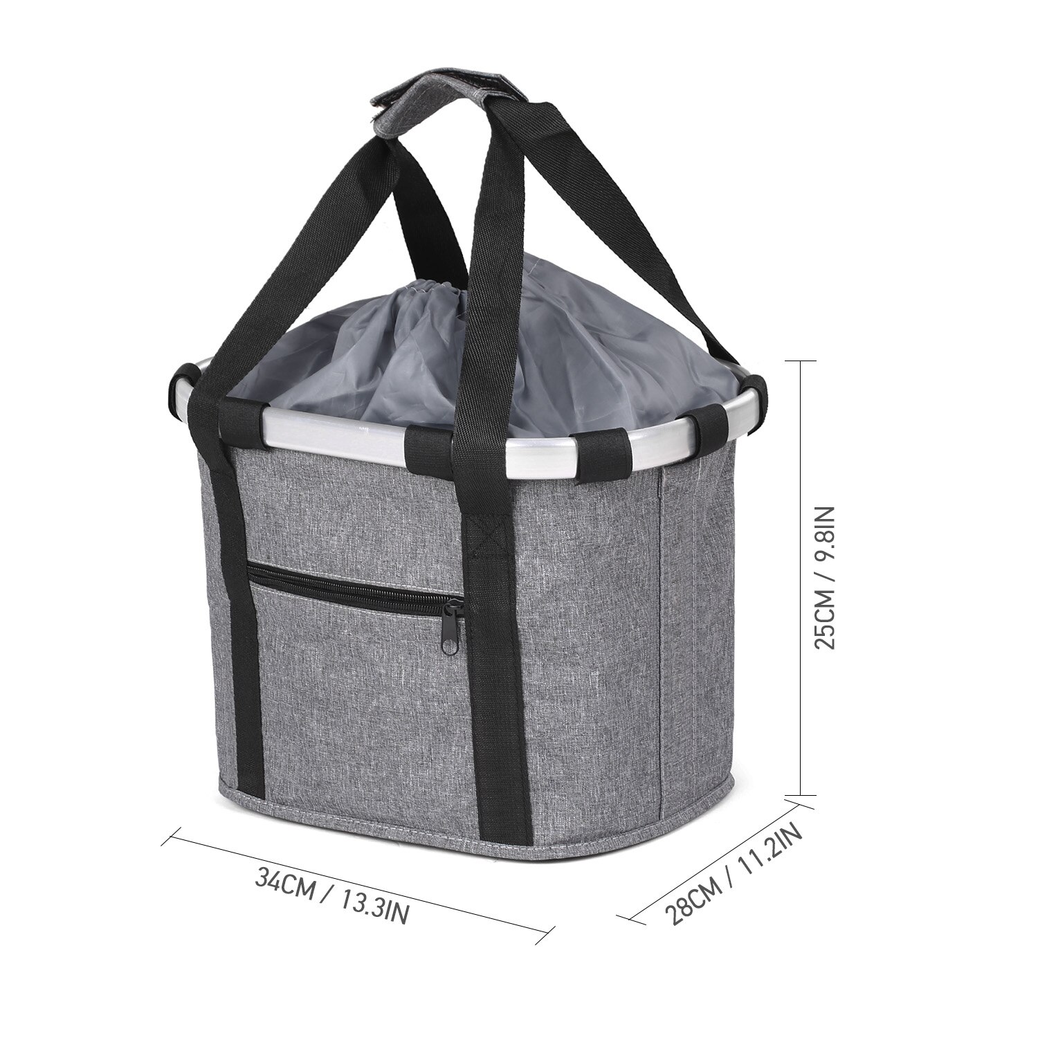 Aluminum Alloy Bicycle Basket Pouch Bike Bags Bicycle Front Bag Pet Carrier Cycling Top Tube Frame Front Carrier Bag: Grey style 2