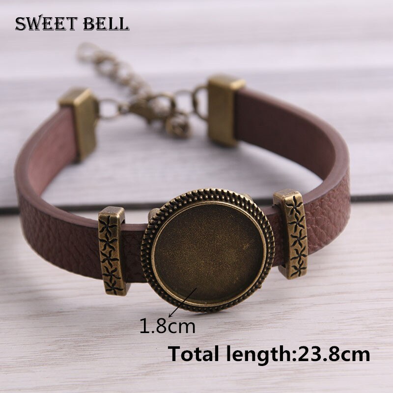 5pc PU Bracelets Bangles Base Setting Cuff Blank Trays Brazel fit 18mm Glass Cameo Dome Cabochon DIY Jewelry Findings D6442