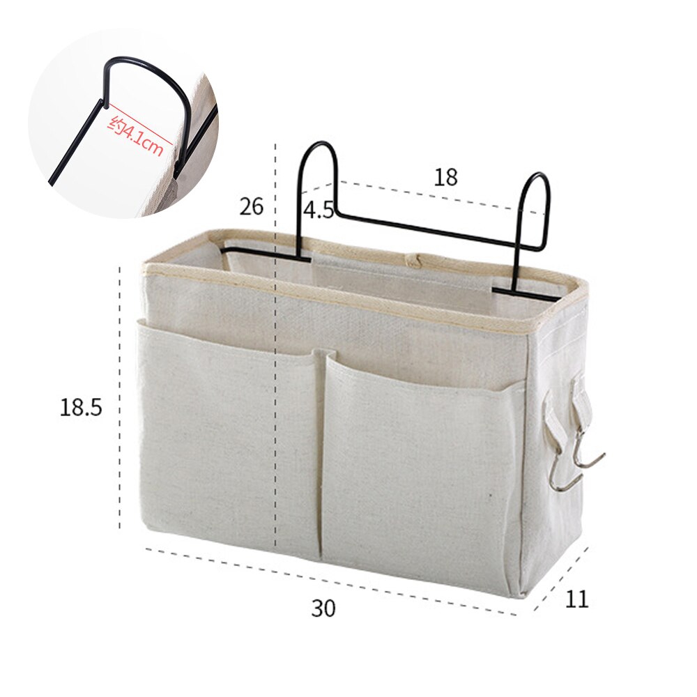 Lærred sengelinned hængende lomme opbevaringspose soveværelse magasin opbevaringspose ble caddy legetøjsholder baby tissuekasse hjem arrangør