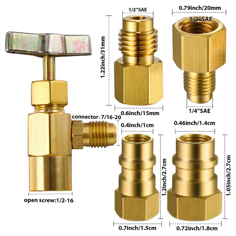 R12 to R134A Conversion Kit BPV31 Piercing Tap Valve Refrigerant Opening Valve 8401 Refrigerant Vacuum Pump Adapter