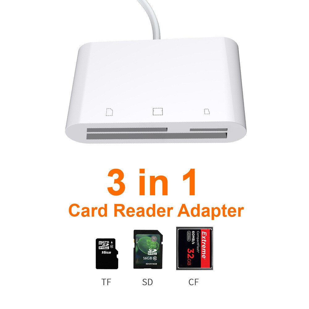 6 En 1 SD SDHC TF CF XD M2 lector de tarjeta de adaptador de carga para IPhone XS MAX XR 3 en 1 SD TF tarjeta CF lector para IPhone X 5S 6 7 8 P: 3 in 1