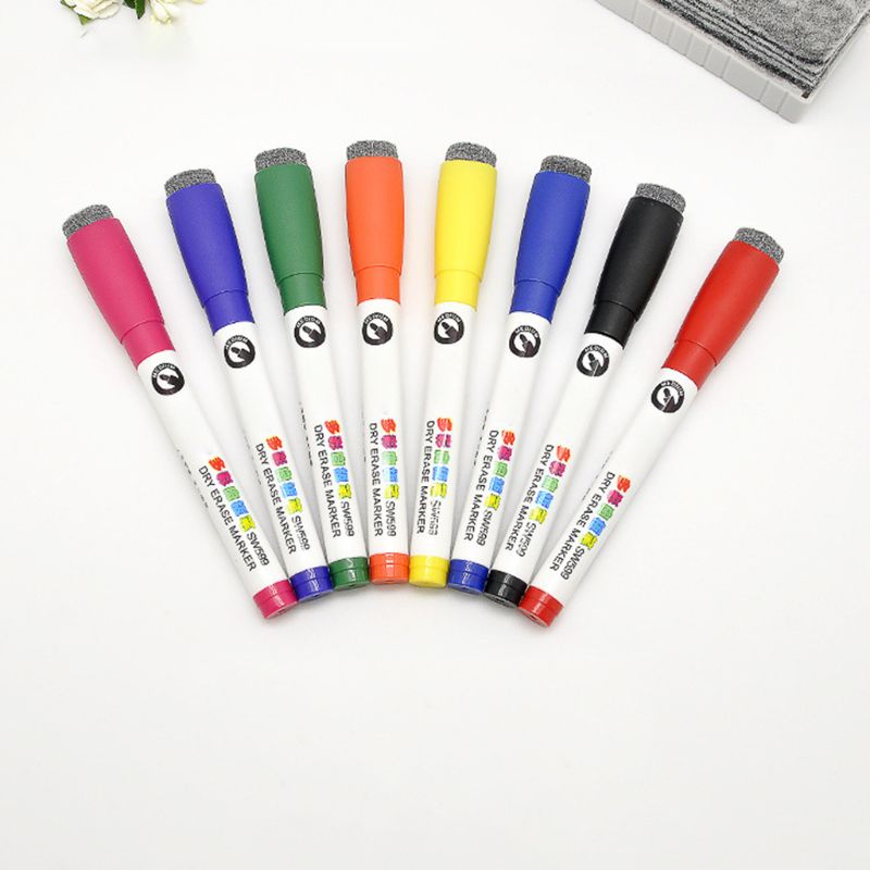 8 Kleuren Magnetische Whiteboard Marker Pennen Met Gum Uitwisbare Fine Nib Office Schoolbenodigdheden