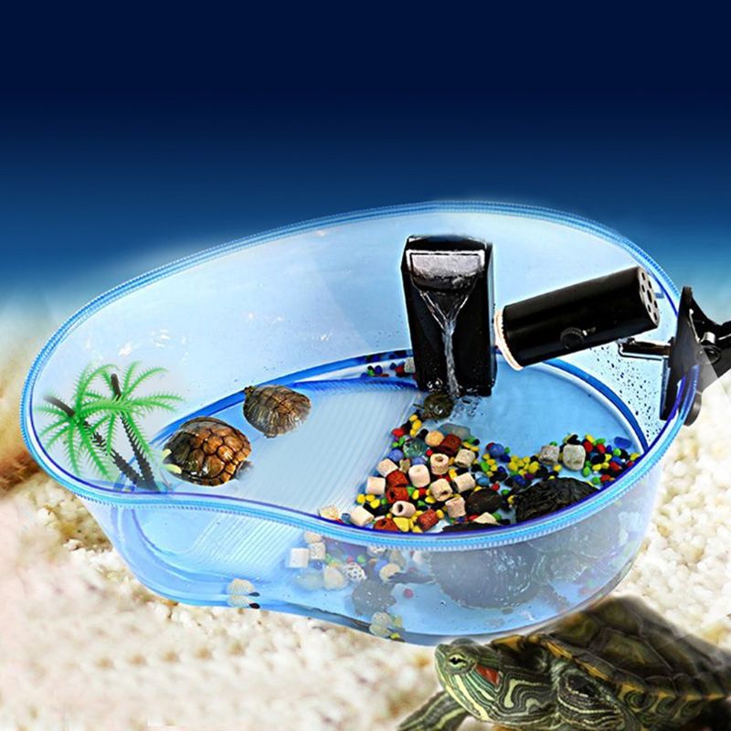 Acuario con plataforma para reptiles, acuario con plantas, Tortuga, refugio, lago, novedad