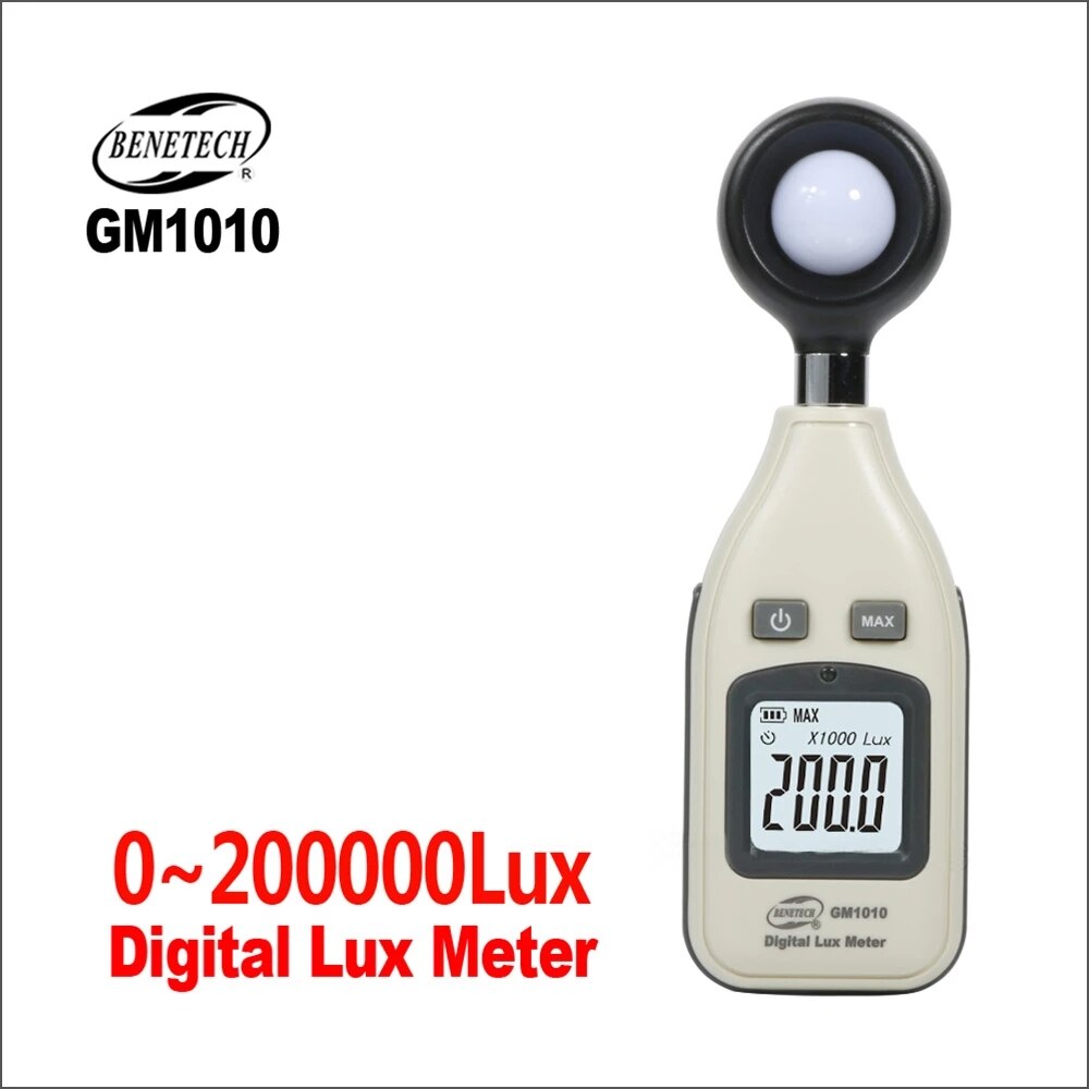 BENETECH Digital Light Luxmeter Meters 0-20000 Lux Illuminometer Luminometer Photometer Lux/FC LM Tester GM1010 Light Meter Lux: Default Title