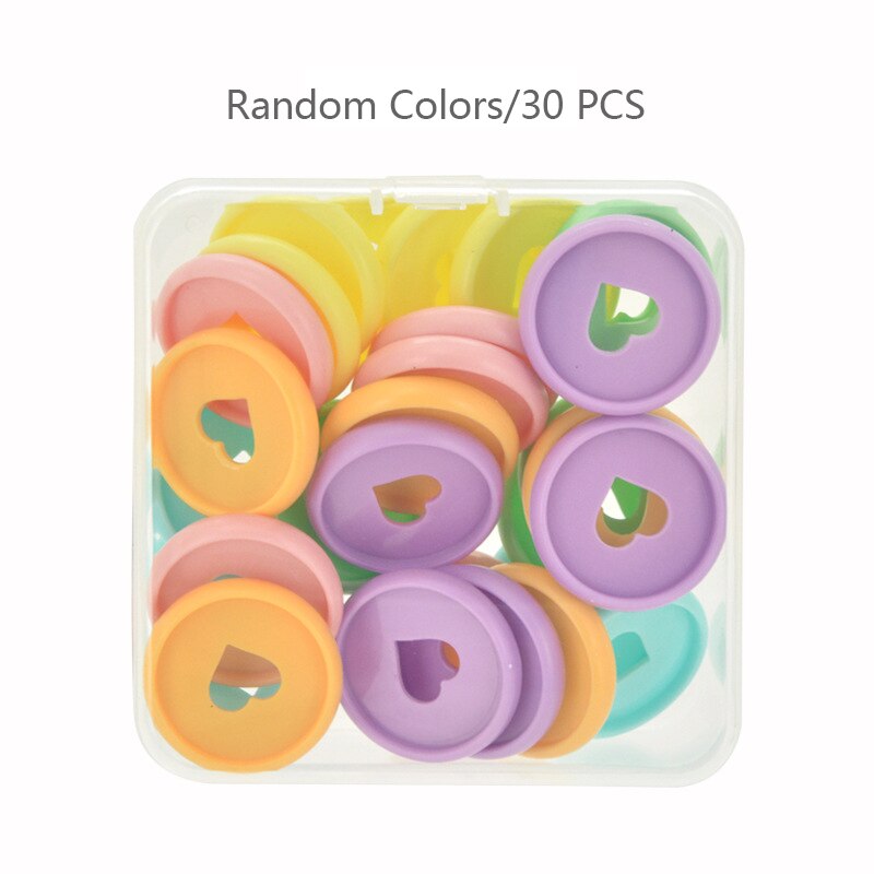 30pcs 28mm Plastic Ring Binder Discs Mushroom Hole Loose-leaf Disc Heart Binding Buckle Binder Planner Ring Notebook Accessories: Random Color-30pcs