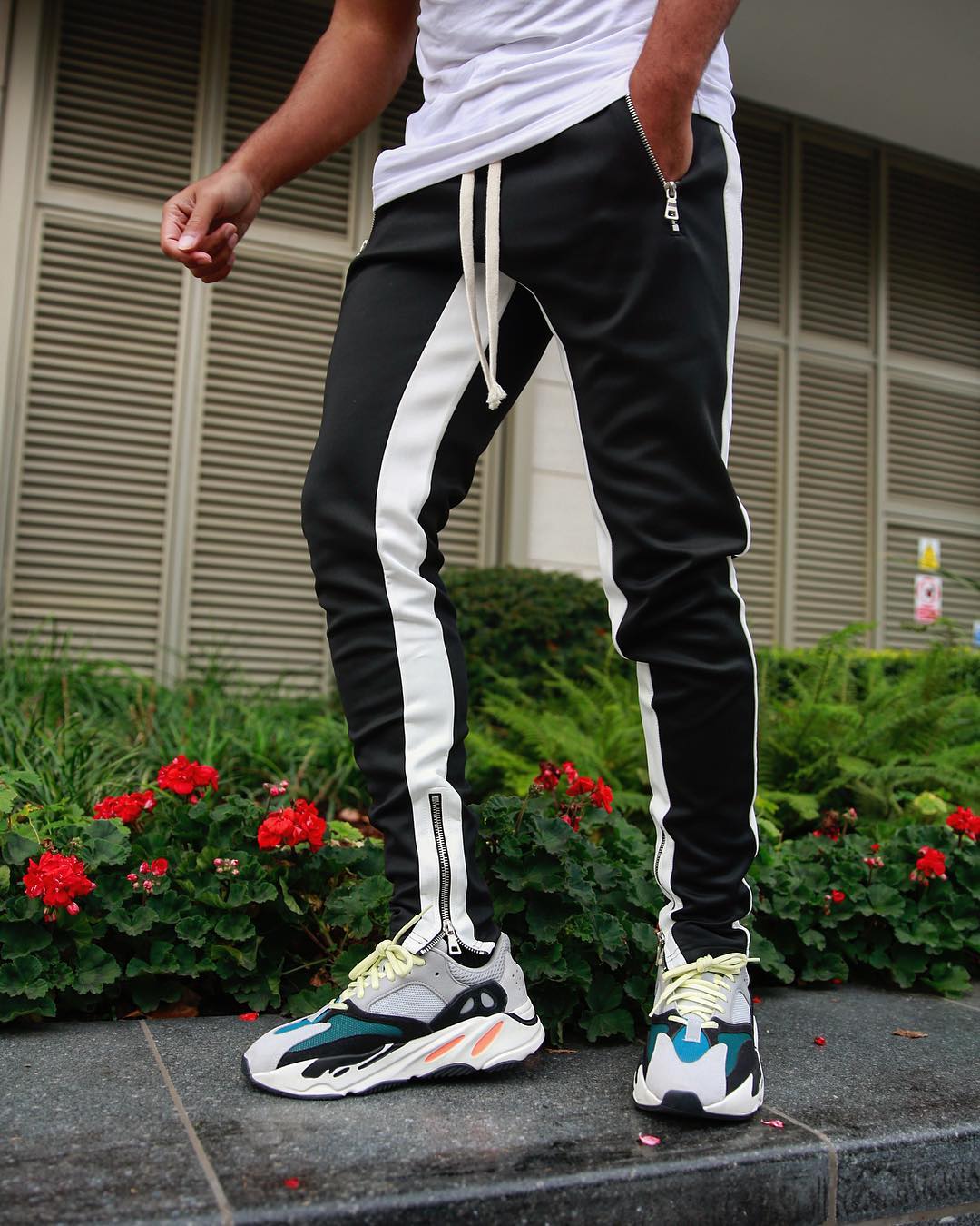 Jogging tilfeldig hombre pantalones de aptitud de los hombres ropa deportiva bukser: L / Svart