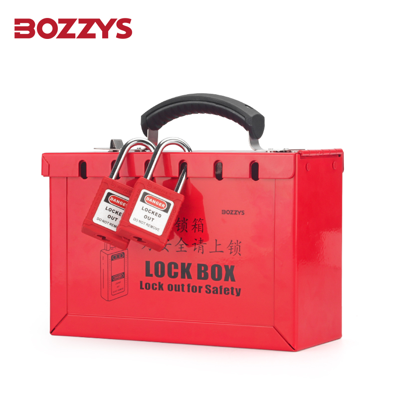 BOZZYS caja de bloqueo de grupo portátil, gabinete para gestión Visual con placa de acero recubierta de plástico y mango plegable