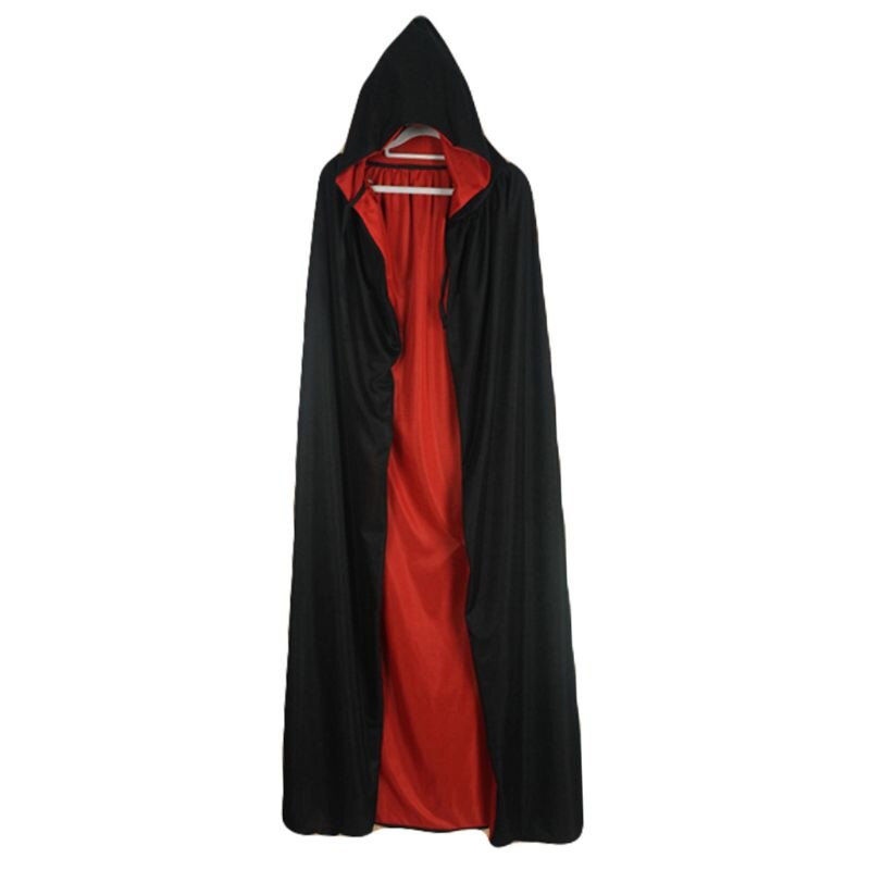 Unisex Halloween Witch Cloak Reversible Double Layer Vampire Cosplay Hooded Cape: 6EE704357-2-C