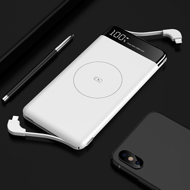 VRURC Powerbank met kabel 10000mAh Kleine USB C Power Bank Snel opladen 22.5W Mini draagbare oplader Externe batterij LED-display Compatibel met iPhone Huawei (zwart