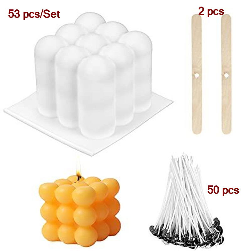 DIY Candle Crafting Kit Hand Making Craft Tool Wick Birthday Party Making Melting Pot Mould Suitable for Beginner Material: 53 pcs