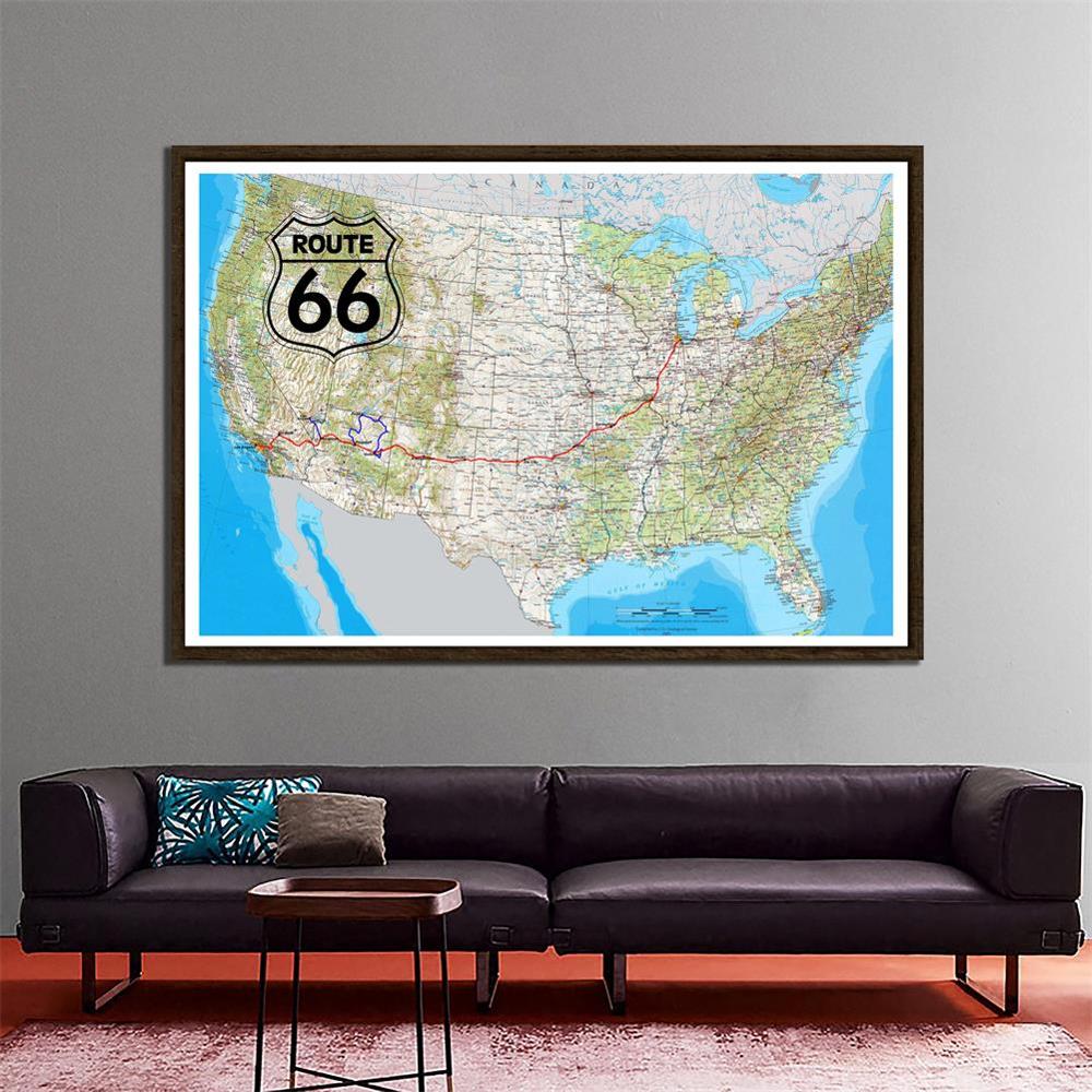 De Verenigde Staten Kaart 150X100 Cm Thuis Office Decor Kaart Van Route 66 Foto Studio Achtergronden Fotografie Achtergronden