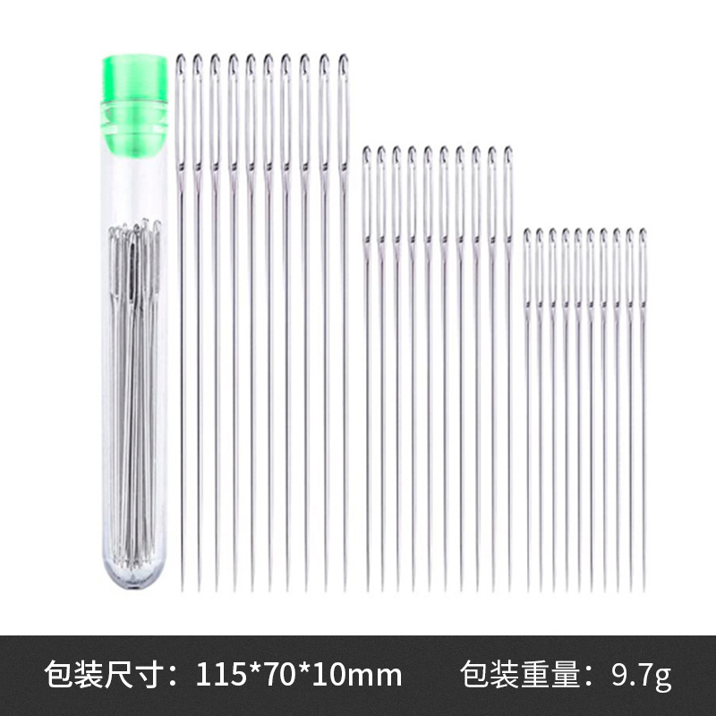 Large Eye Stitching Needles Sewing Needles Handmade Leather Needle Steel Yarn Knitting Needles Sewing Tool Set: Silver