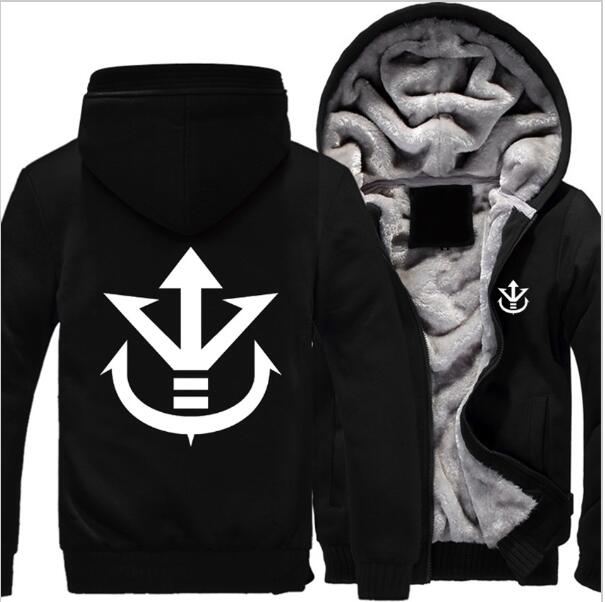 Prijs Anime Dragon Ball Z Vegeta Saiyan Royal Crest Winter Vrouwen Mannen Hoodie Rits Jas Casual Sweatshirts Sportwear