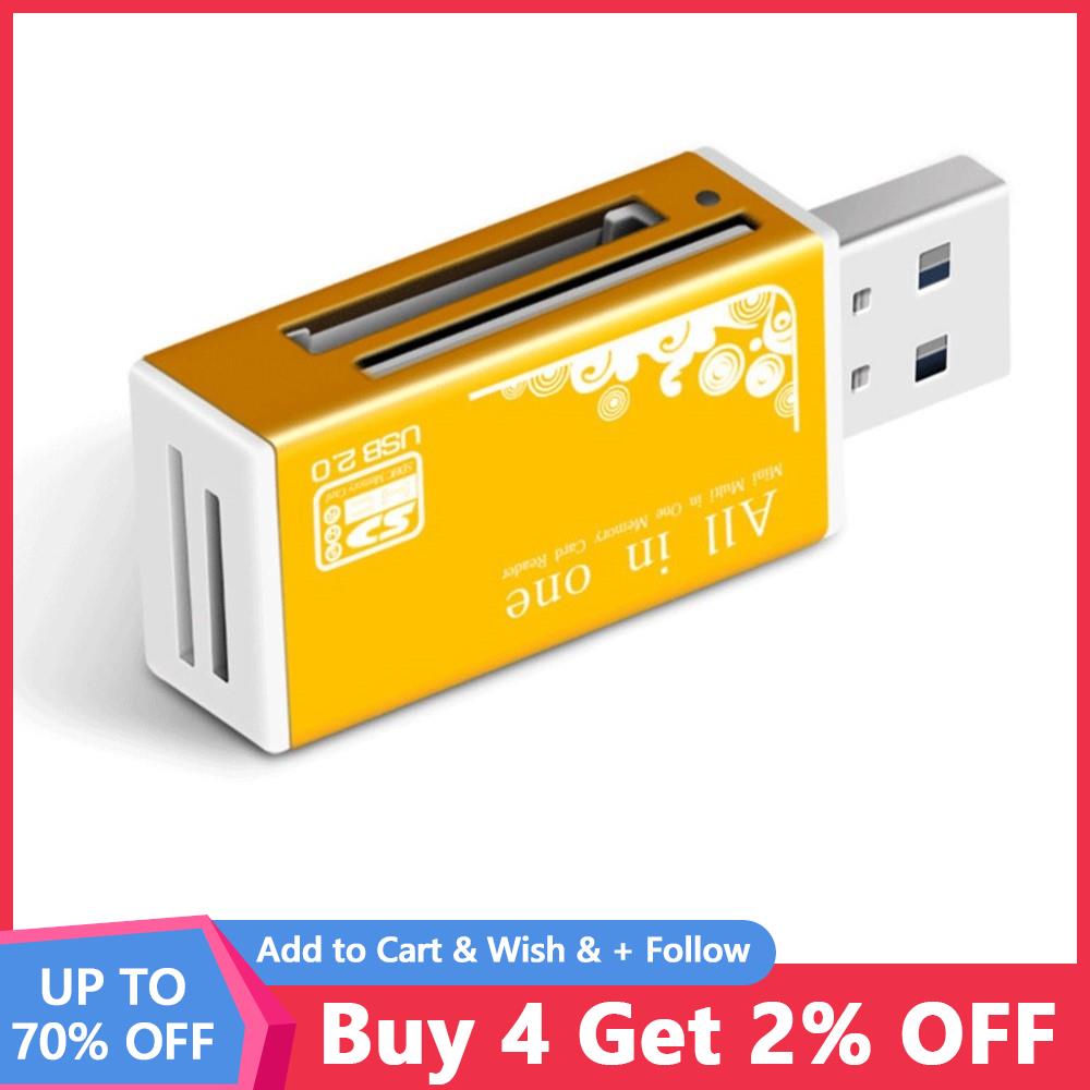 Lector de tarjetas múltiples de aluminio todo en uno, adaptador de lector de tarjetas de memoria para tarjeta Micro TF SD SDHC MMC MS Pro M2 MS Duo T-Flash Card