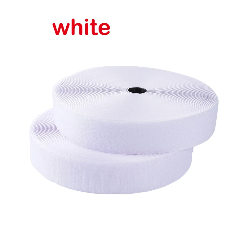 2M/Pairs Colorful Sew On Hook and Loop Tape Non-Adhesive Fastening Nylon Fabric Tape DIY Craft Interlocking Tape Sewing Fastener: WHITE