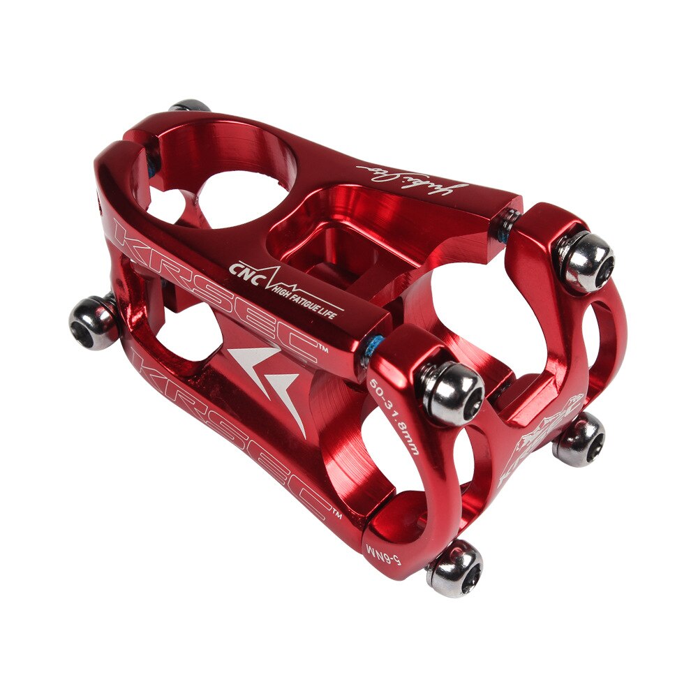 MTB Mountain Bike KRSEC Short Stem 31.8mm 50mm Ultralight CNC Hollow Stems Bicycle Parts: Red